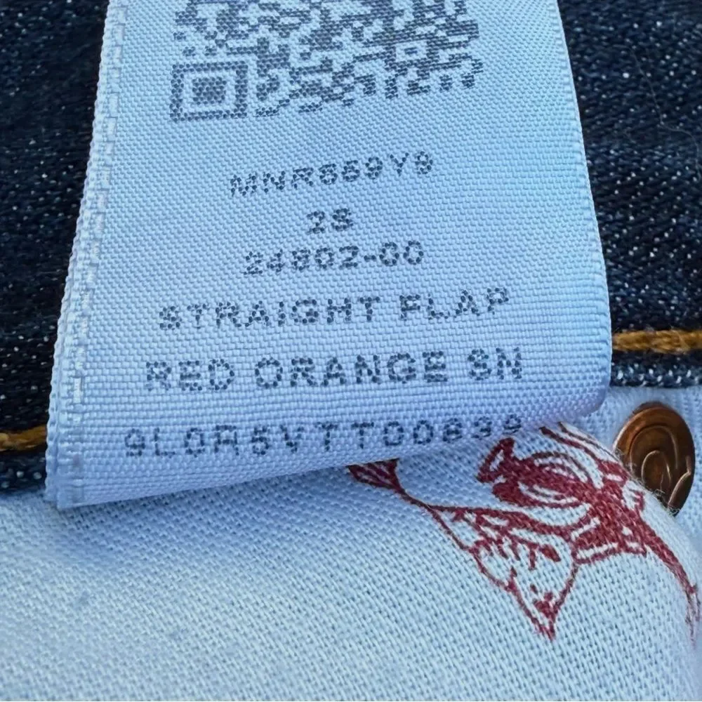 True Religion Straight Flap Red Orange Men’s Jeans 30 x 33